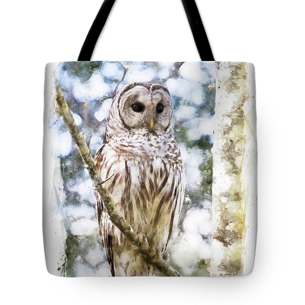 Barred Owl Tote Bag featuring the photograph Barred Owl - Wild Raptor of the Forest by Peggy Collins