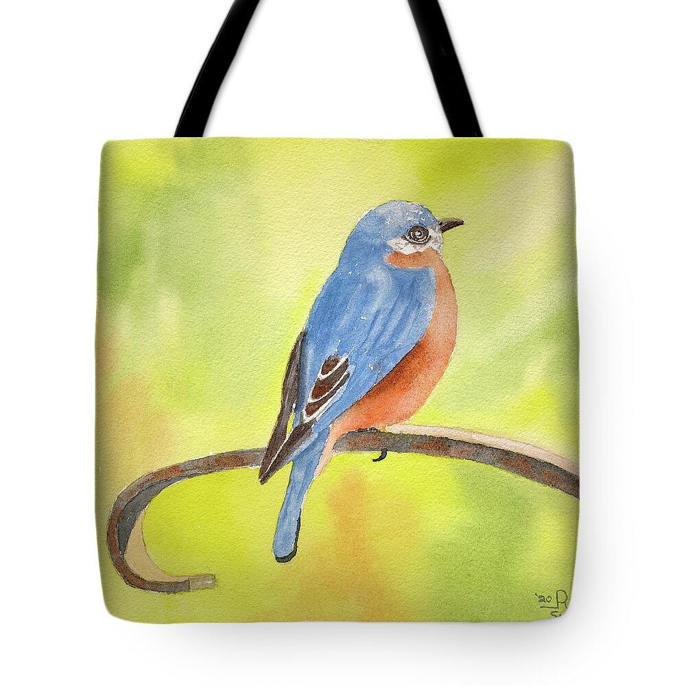 Bluebird Tote Bag featuring the painting Barry Bluebird by Richard Stedman