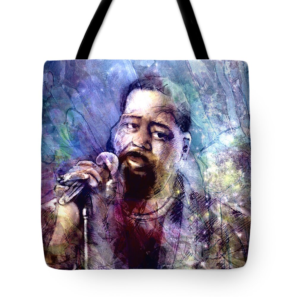 Music Tote Bag featuring the painting Barry White Collage by Miki De Goodaboom