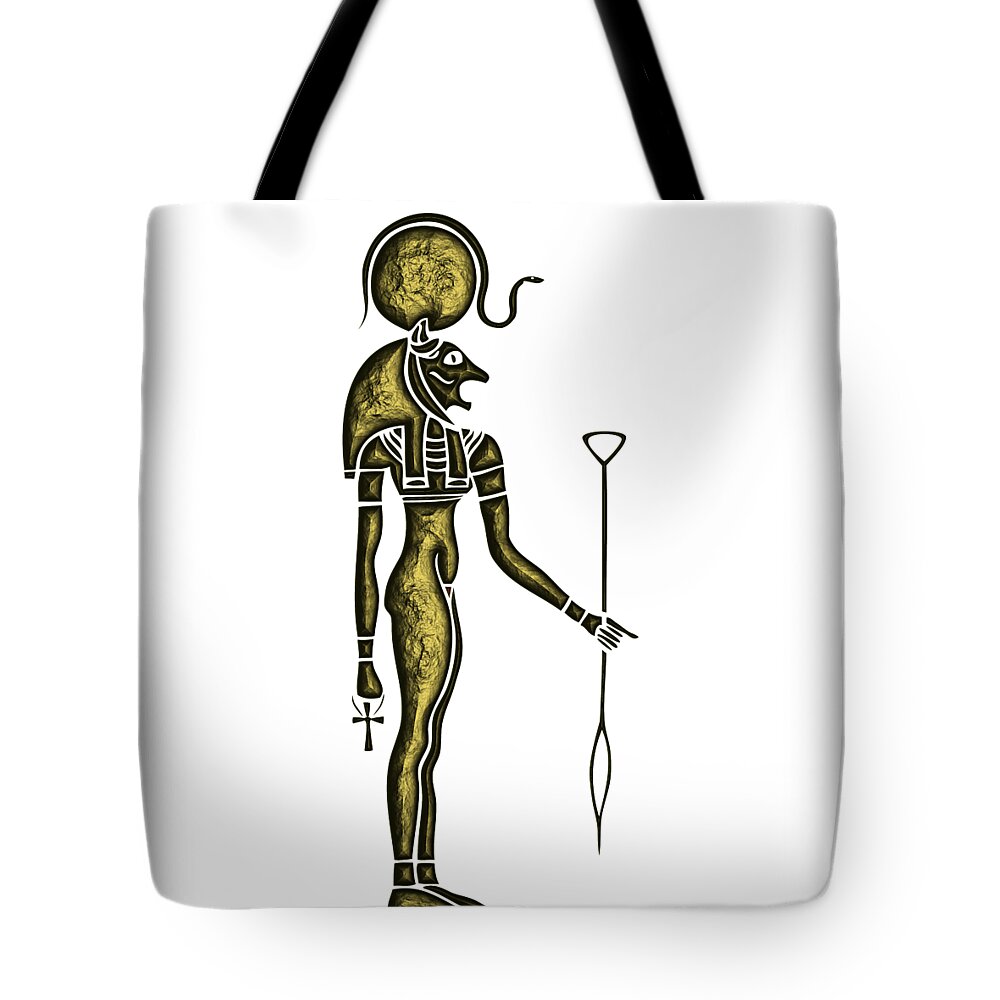Ancient Egypt Tote Bag featuring the digital art Bastet - Goddes of the Ancient Egypt by Michal Boubin