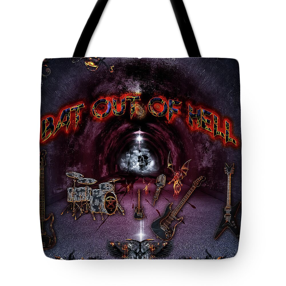 Bat Out Of Hell Tote Bag featuring the digital art Bat Out Of Hell by Michael Damiani