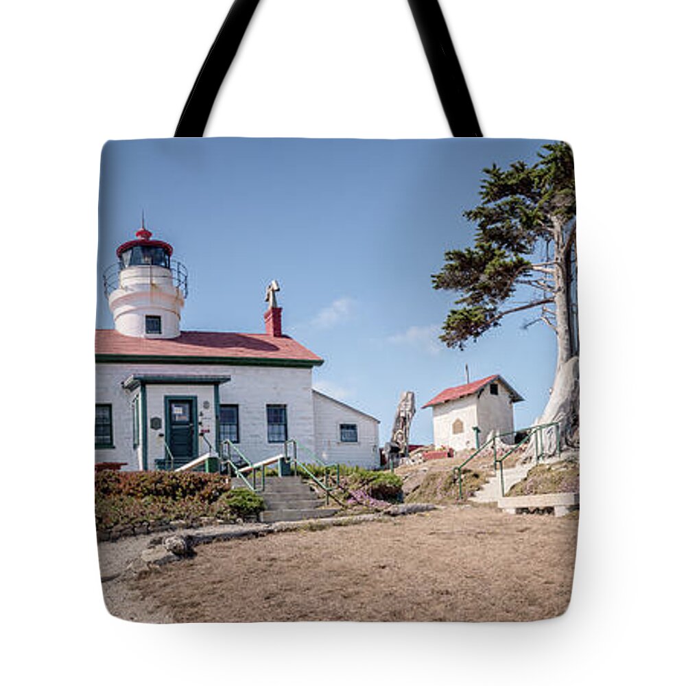 Afternoon Tote Bag featuring the photograph Battery Point Lighthouse Panorama by Al Andersen