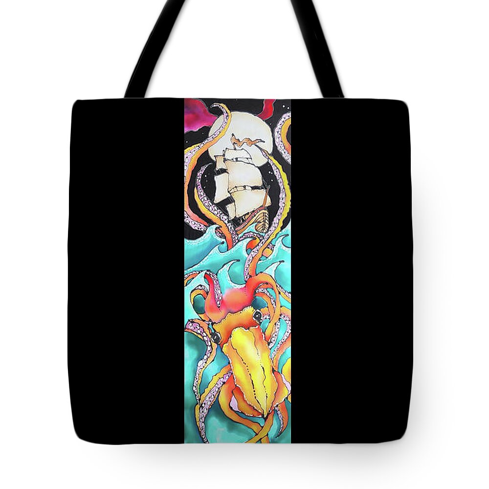 Karlakayart Tote Bag featuring the painting Battle of the Kraken by Karla Kay Benjamin