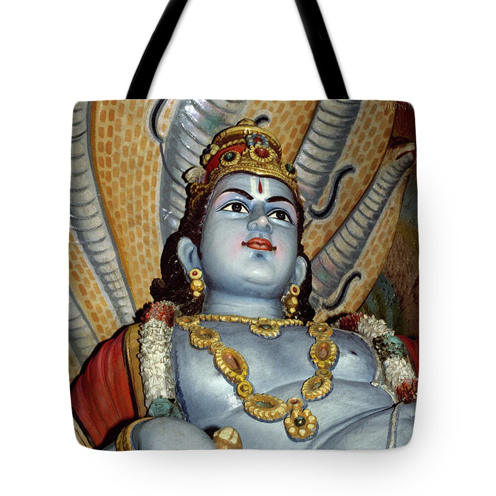 Vishnu Tote Bag featuring the photograph Batu Caves sculpture - Lord Vishnu by Sharon Hudson