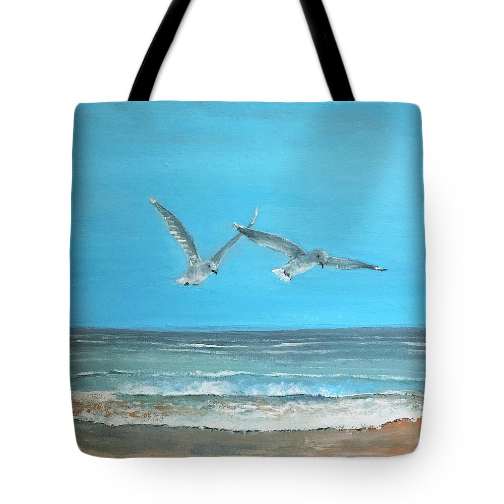  Tote Bag featuring the painting Beach Buddies by Linda Bailey