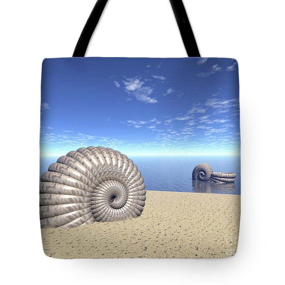 Ancient Tote Bag featuring the digital art Beach of Shells by Phil Perkins
