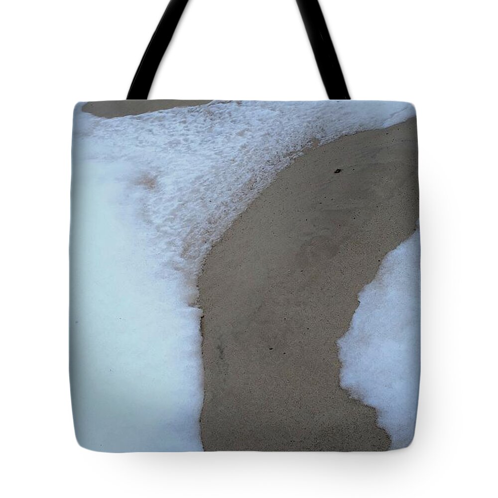 Sand Tote Bag featuring the photograph Beach Sand and Ice by Randy Pollard