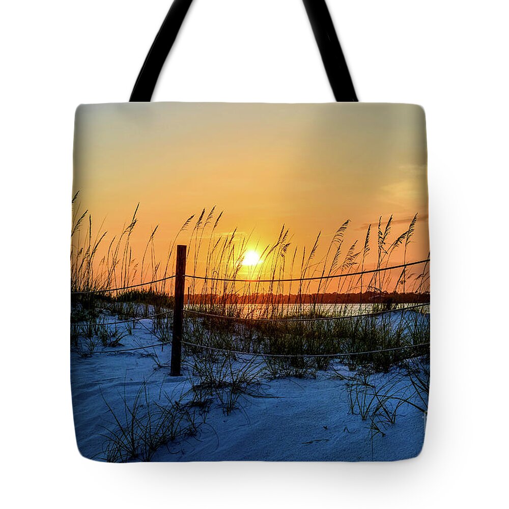 Sun Tote Bag featuring the photograph Beach Sand Dunes Sunset, Perdido Key, Florida by Beachtown Views