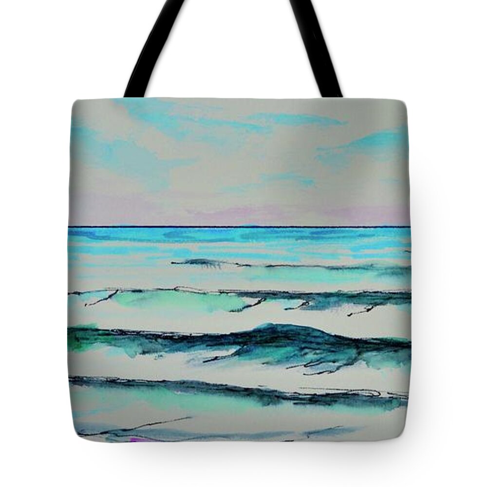 Wave Tote Bag featuring the painting Beach Set by Mary Scott