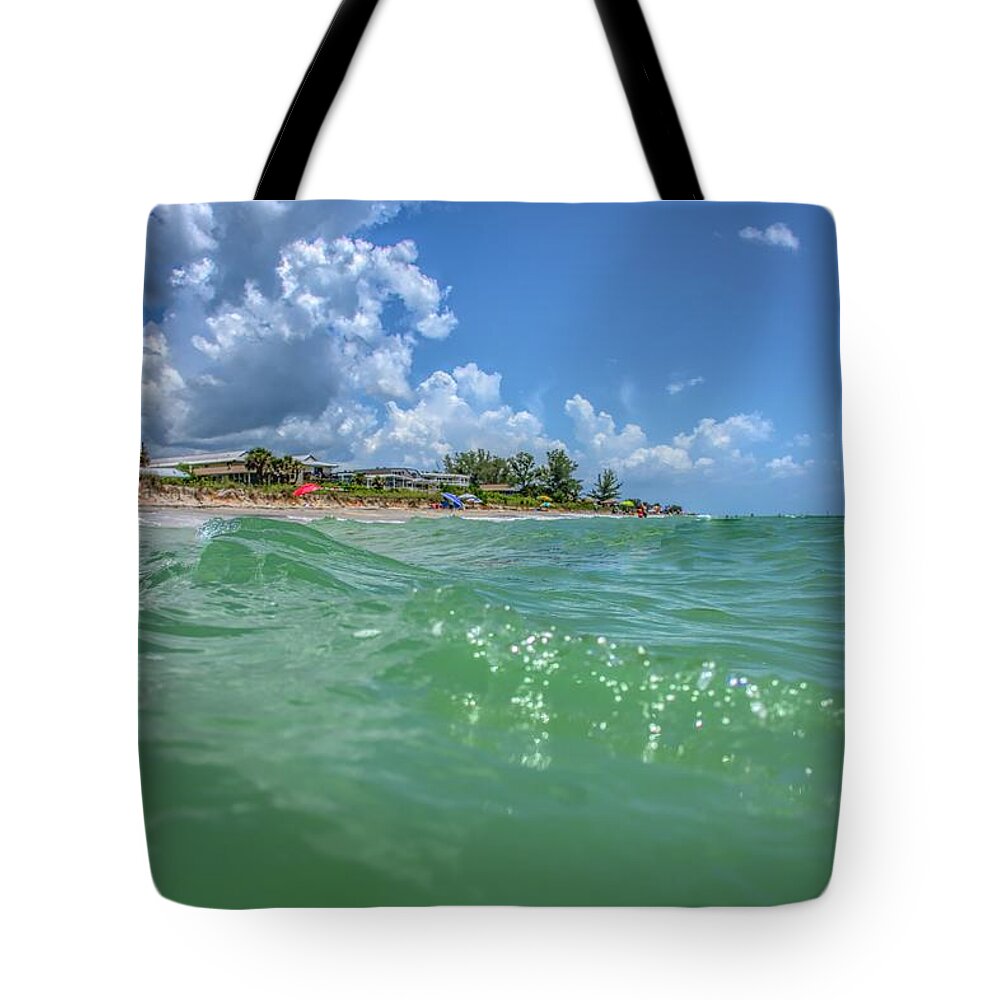 Waves Tote Bag featuring the photograph Beach Time by Alison Belsan Horton