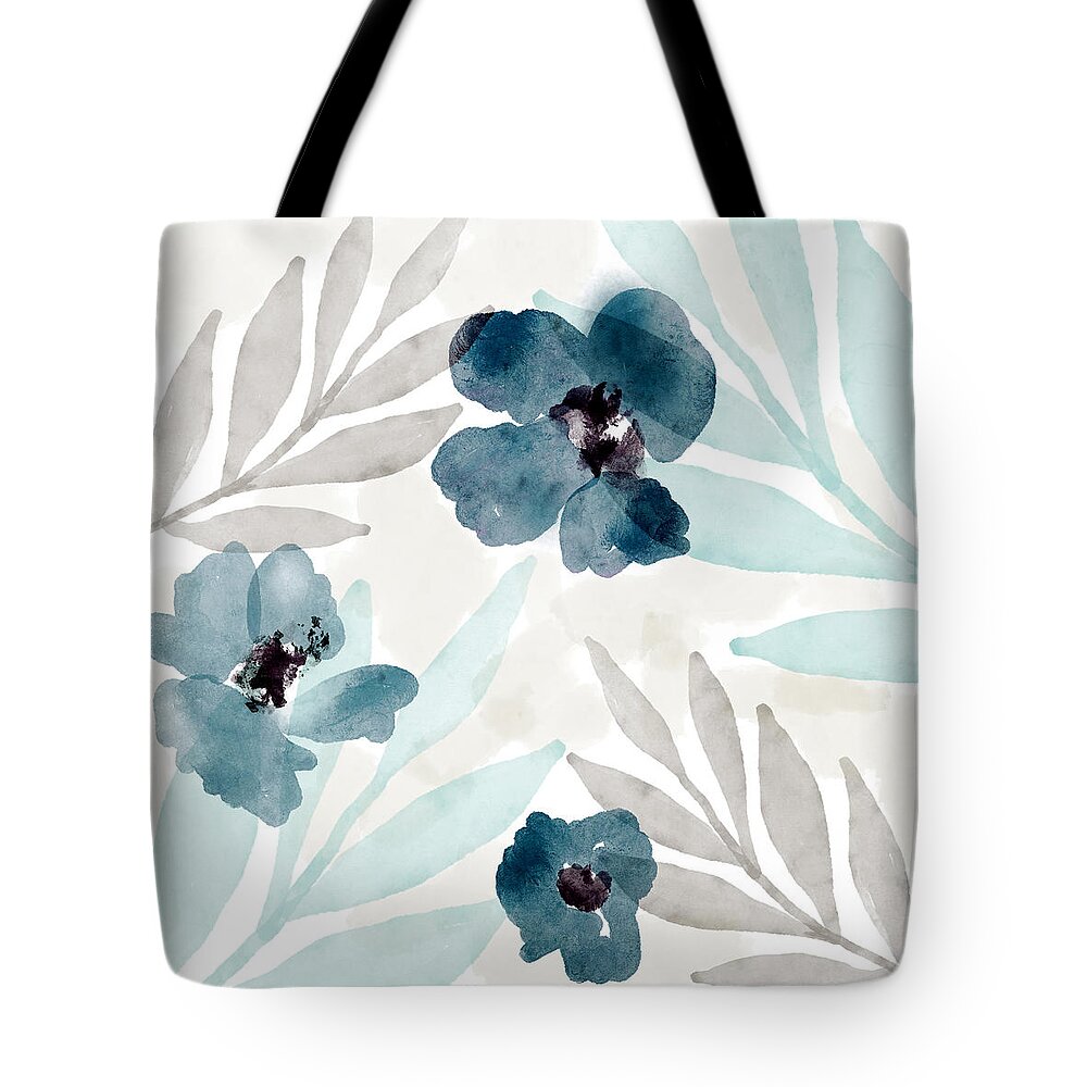 Floral Tote Bag featuring the mixed media Beachy Blue Garden 1- Art by Linda Woods by Linda Woods