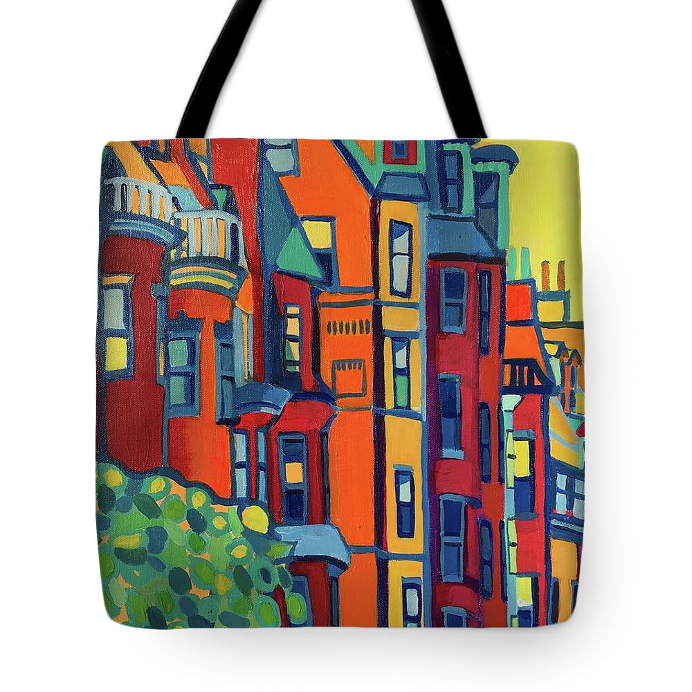 Architecture Tote Bag featuring the painting Beacon Street Back Bay Boston by Debra Bretton Robinson