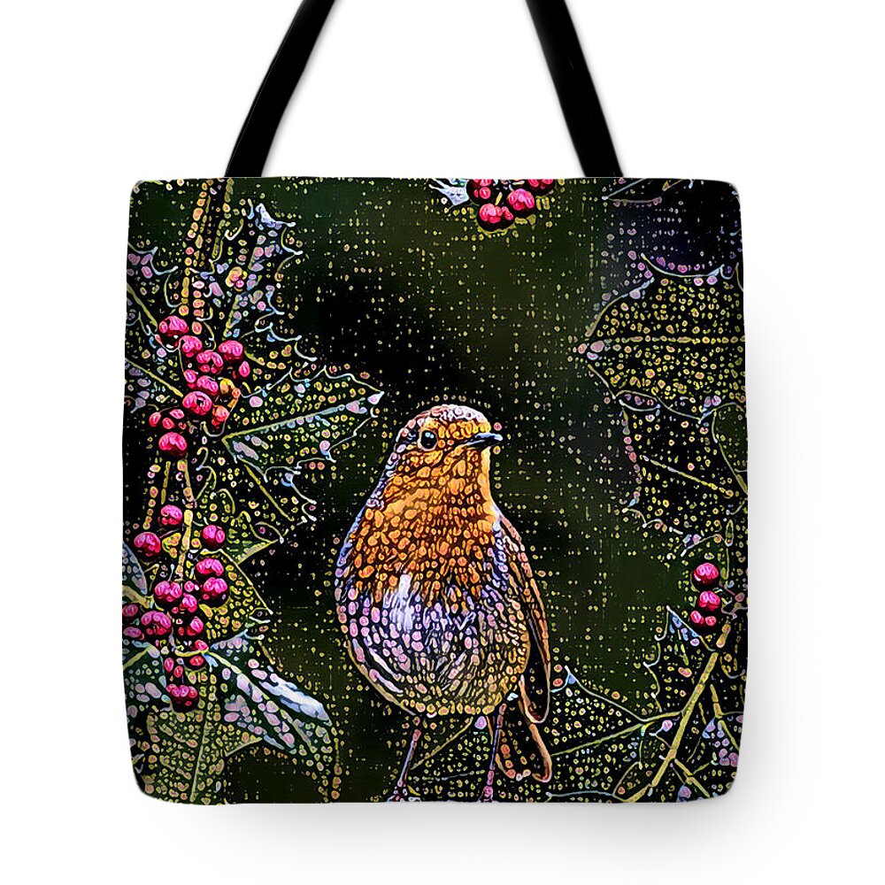 Bird Tote Bag featuring the digital art Beaded Bird by Juliette Becker