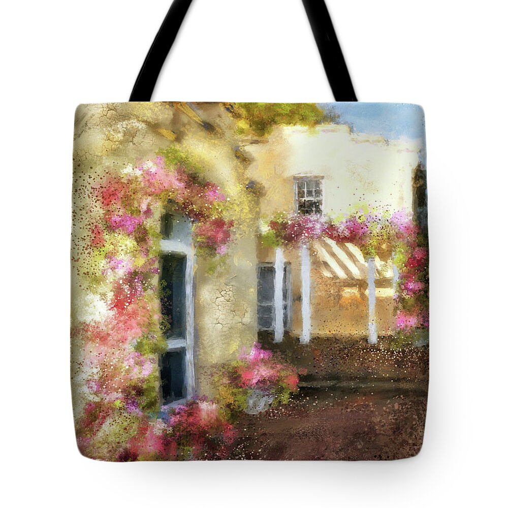 Courtyard Tote Bag featuring the digital art Beallair In Bloom by Lois Bryan