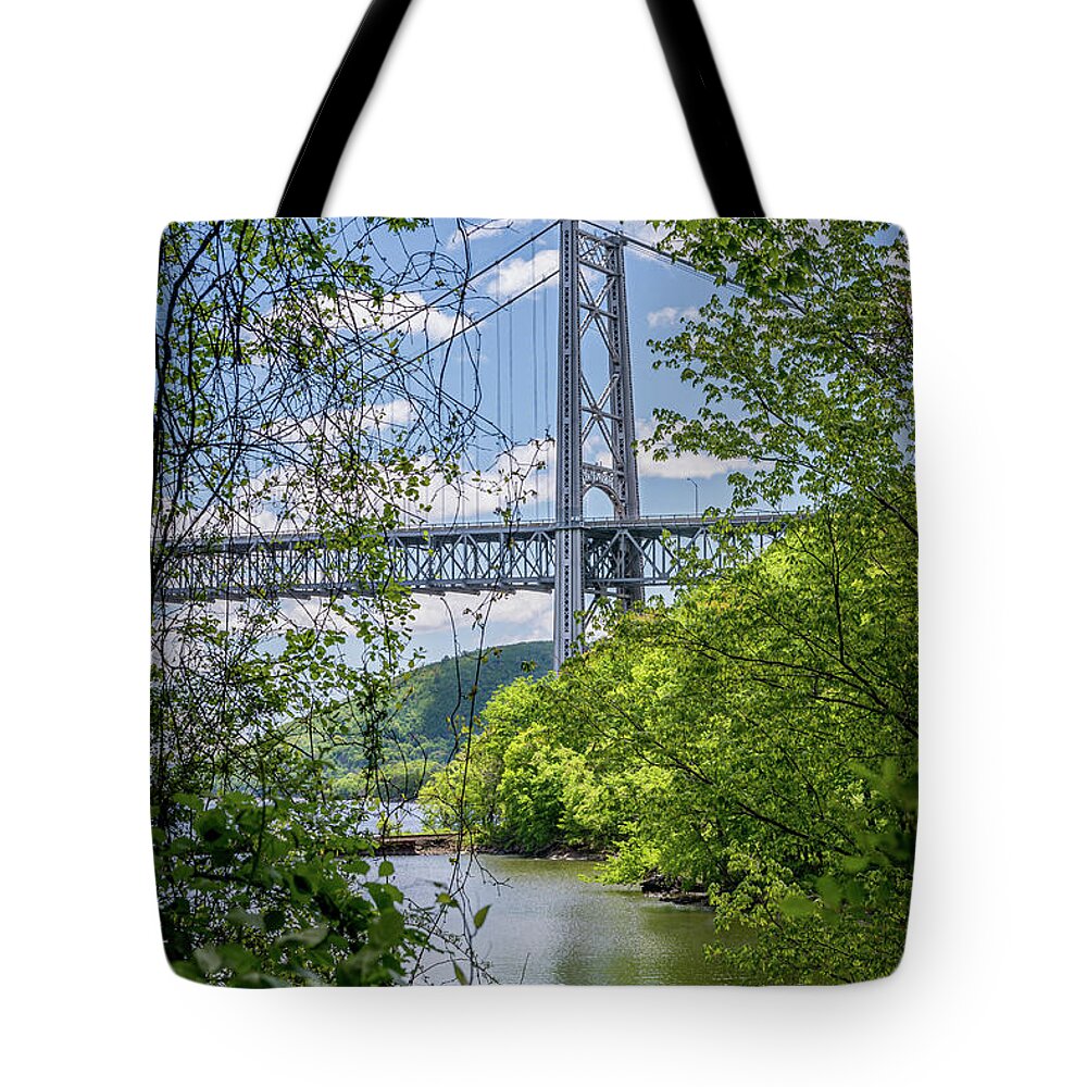 Bear Mountain Bridge Tote Bag featuring the photograph Bear Mountain Bridge from Popolopen Creek by Frank Mari