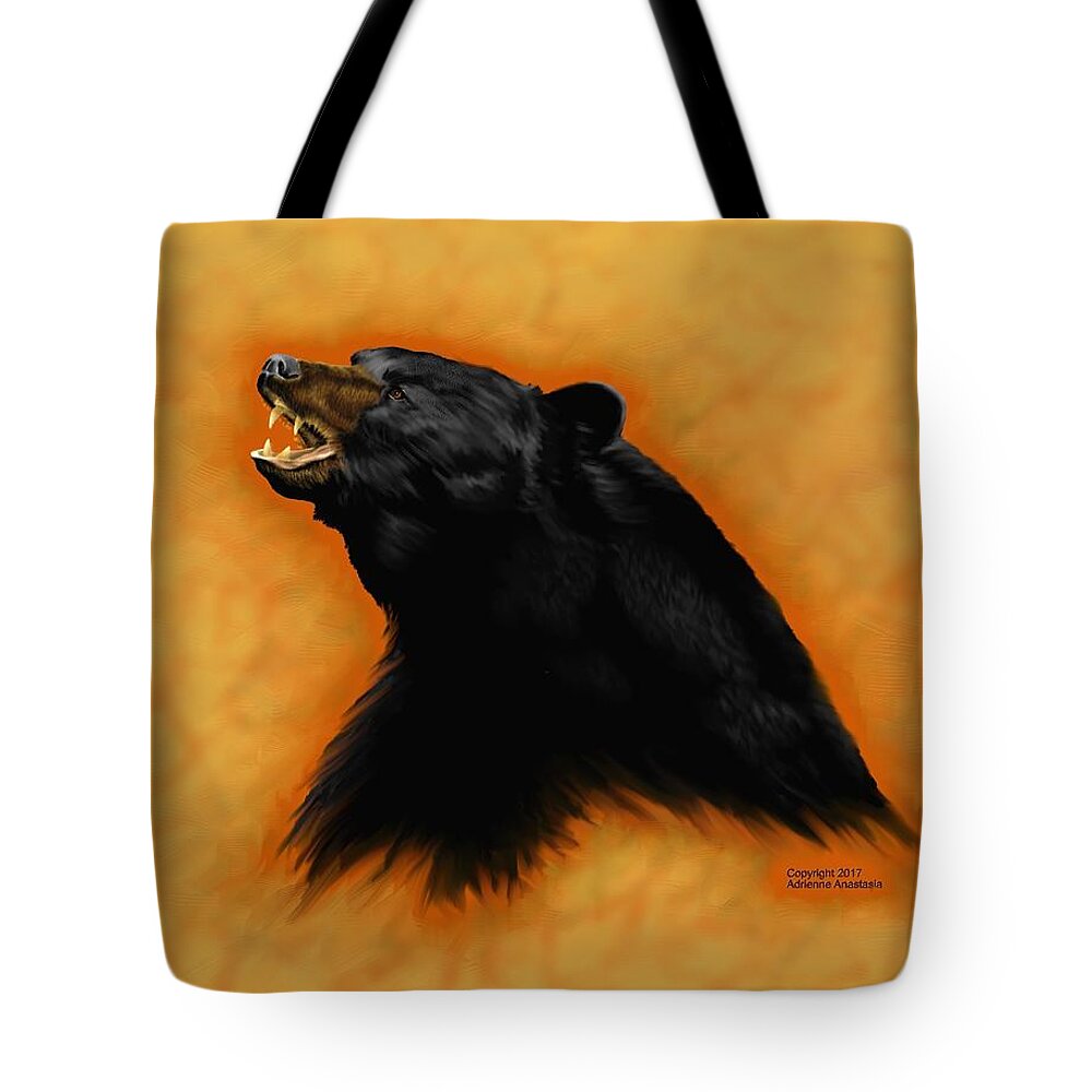 Bear Tote Bag featuring the digital art Bear Talk by Adrienne Dye