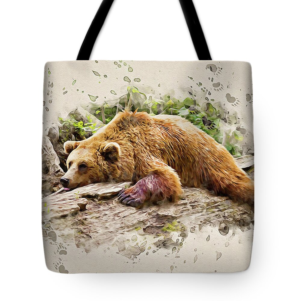 Bear Tote Bag featuring the painting Bearly There by Denise Dundon