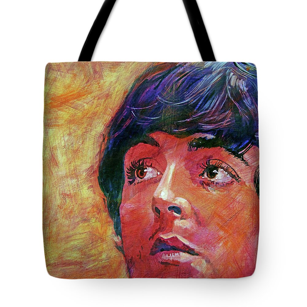 Paul Mccartney Tote Bag featuring the painting Beatle Paul by David Lloyd Glover