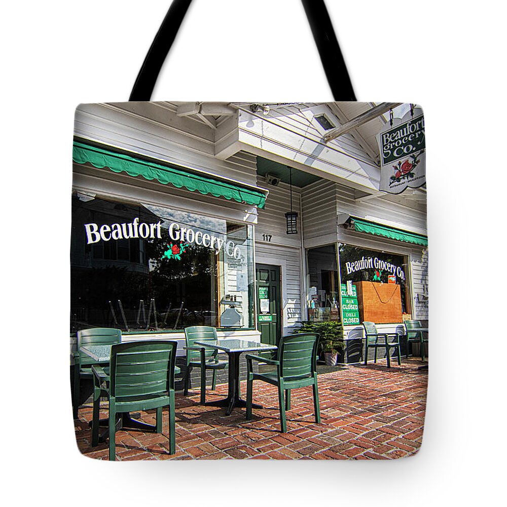 Beaufort Tote Bag featuring the photograph Beaufort Grocery Company - Beaufrot North Carolina by Bob Decker