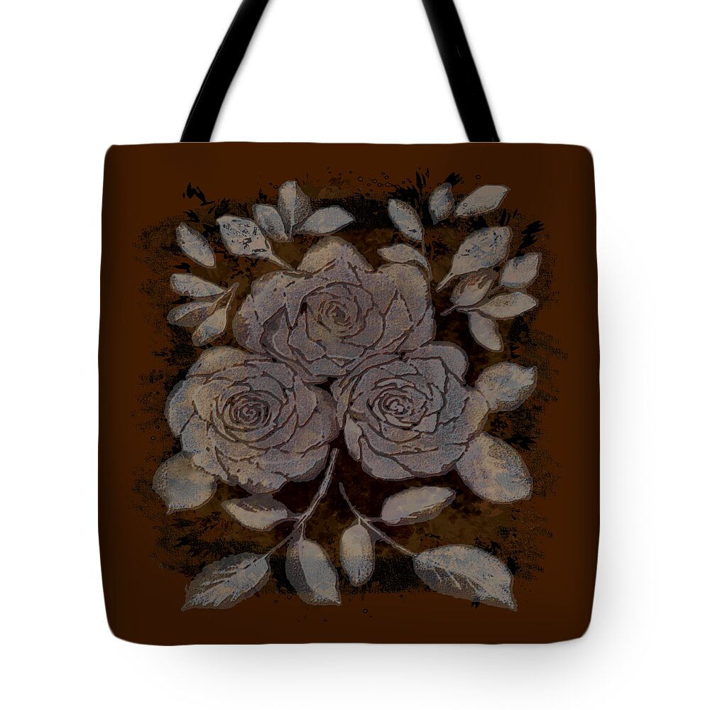 Plants Tote Bag featuring the digital art Beautiful Brown and Gray Rose Fossil by Delynn Addams