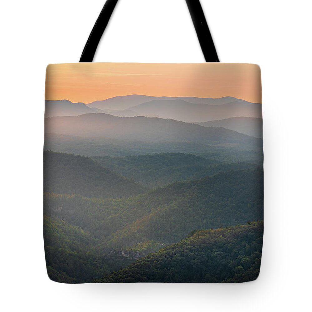 Linville Gorge Tote Bag featuring the photograph Beautiful Linville Gorge Hawksbill Mountain North Carolina by Jordan Hill