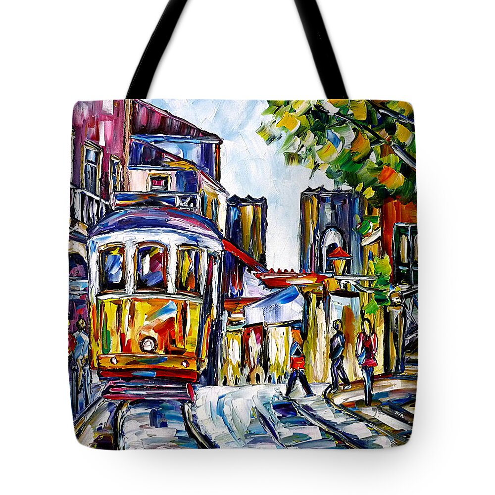 People In The City Tote Bag featuring the painting Beautiful Lisbon by Mirek Kuzniar