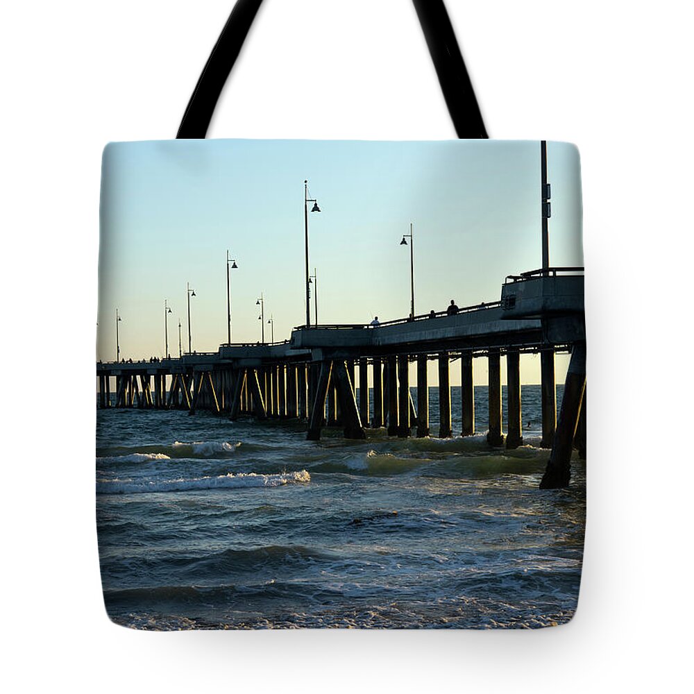 Pier Tote Bag featuring the photograph Beautiful Seascape of the Venice Pier by Mark Stout