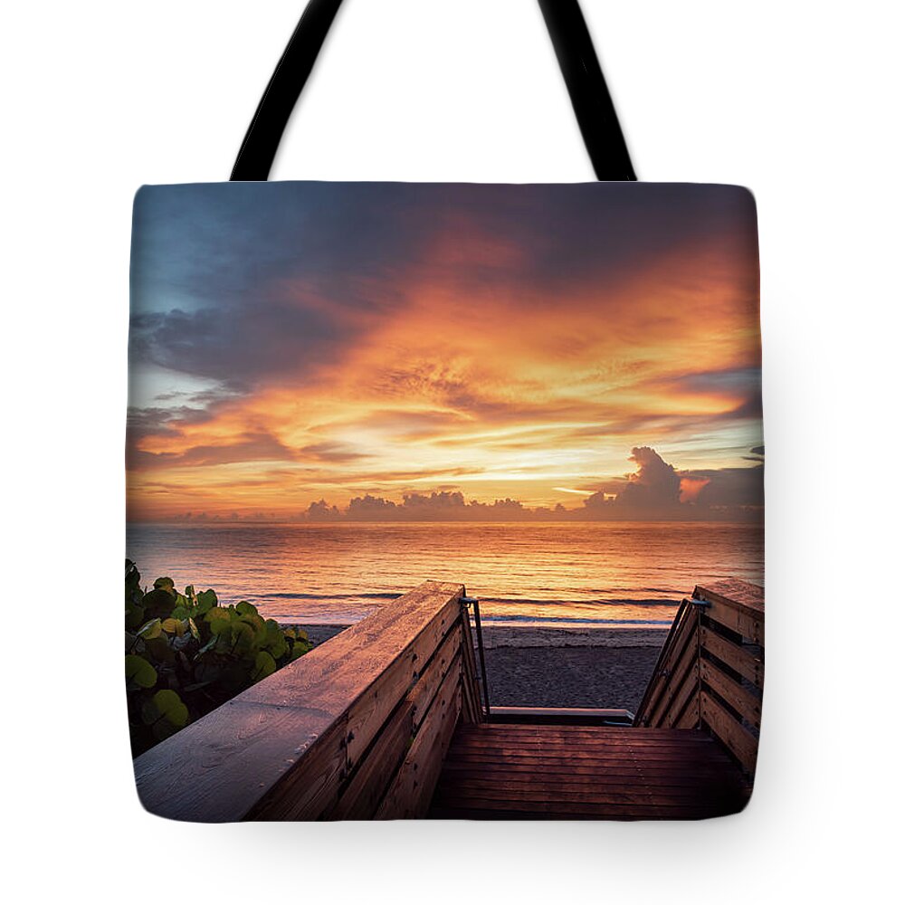 Beach Tote Bag featuring the photograph Beautiful World - Beach Sunrise by Laura Fasulo