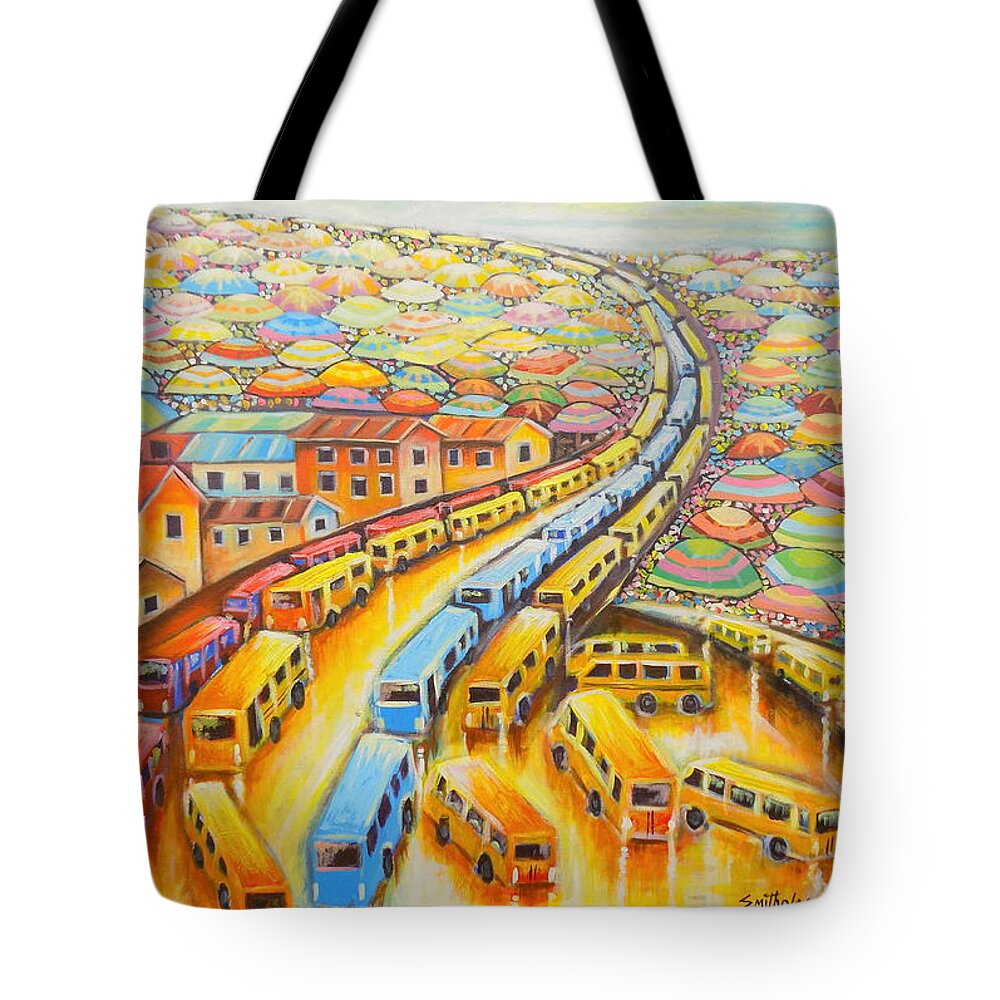 Living Room Tote Bag featuring the painting Beauty of Lagos Nigeria by Olaoluwa Smith