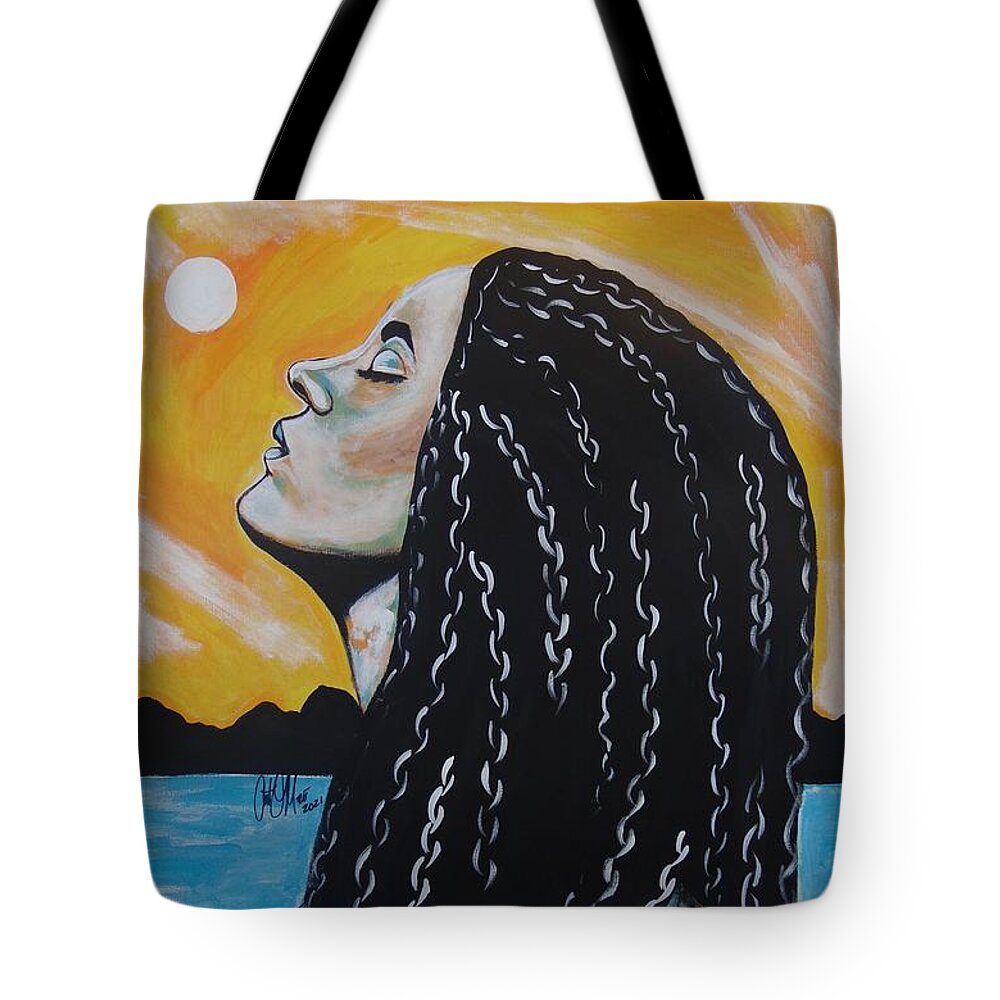 Beach Tote Bag featuring the painting Beauty on the Beach by Antonio Moore