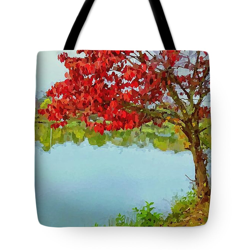 Water Tote Bag featuring the photograph Beaver Lake Autumn Dreams by Allen Nice-Webb