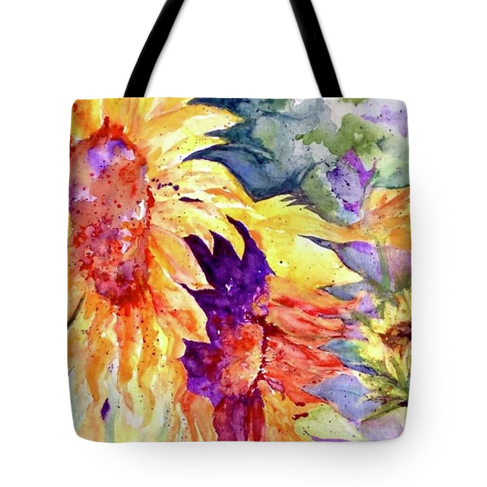 Sunflower Tote Bag featuring the painting Because He Lives by Cheryl Wallace