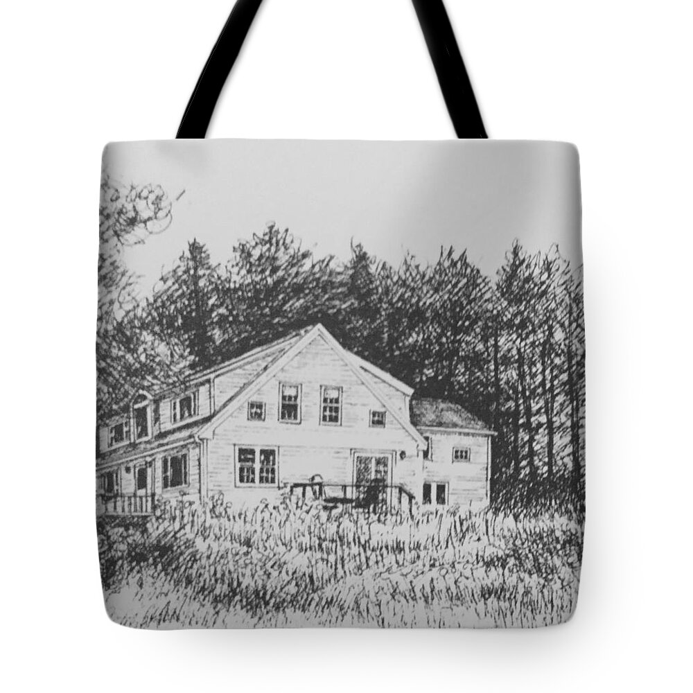 Inn Tote Bag featuring the drawing Bed and breakfast inn by Terre Lefferts