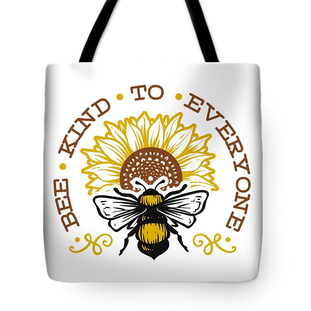 Kind Tote Bag featuring the digital art Bee kind to everyone Funny Pun by Matthias Hauser
