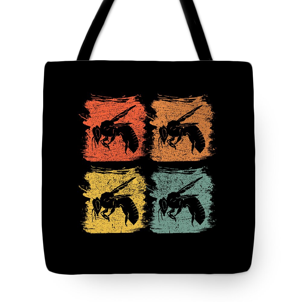 Bee Tote Bag featuring the digital art Bee Wasp Retro Pop Art Gift by J M