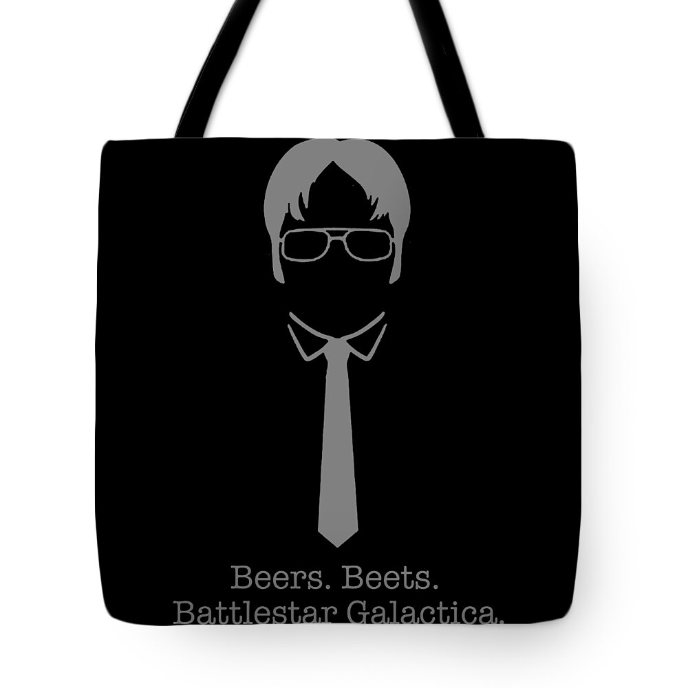 T Shirt Tote Bag featuring the painting Beers Beets Battlestar Galactica Office Tee Tees T-Shirt T Shirt by Tony Rubino