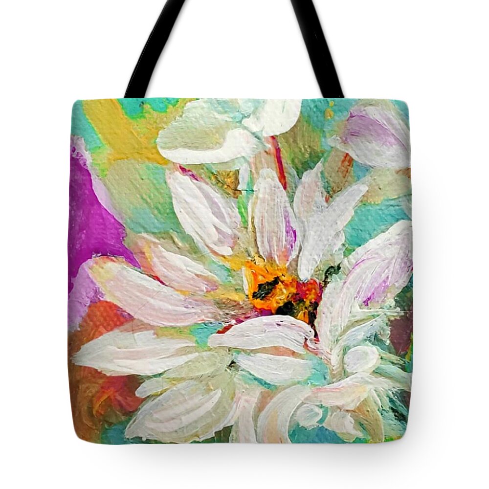 Bees Tote Bag featuring the painting Bees and Flowers And Leaves by Lisa Kaiser