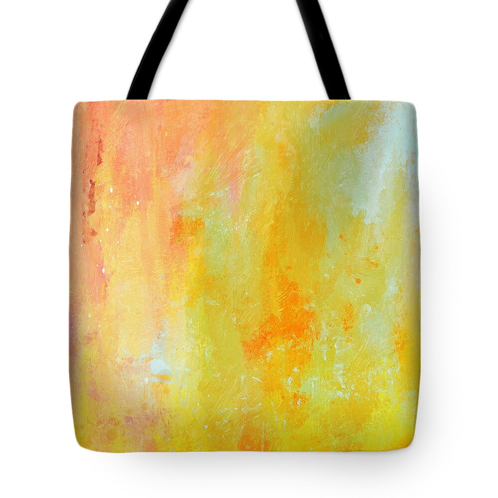 Abstract Tote Bag featuring the mixed media Before Noon- Art by Linda Woods by Linda Woods
