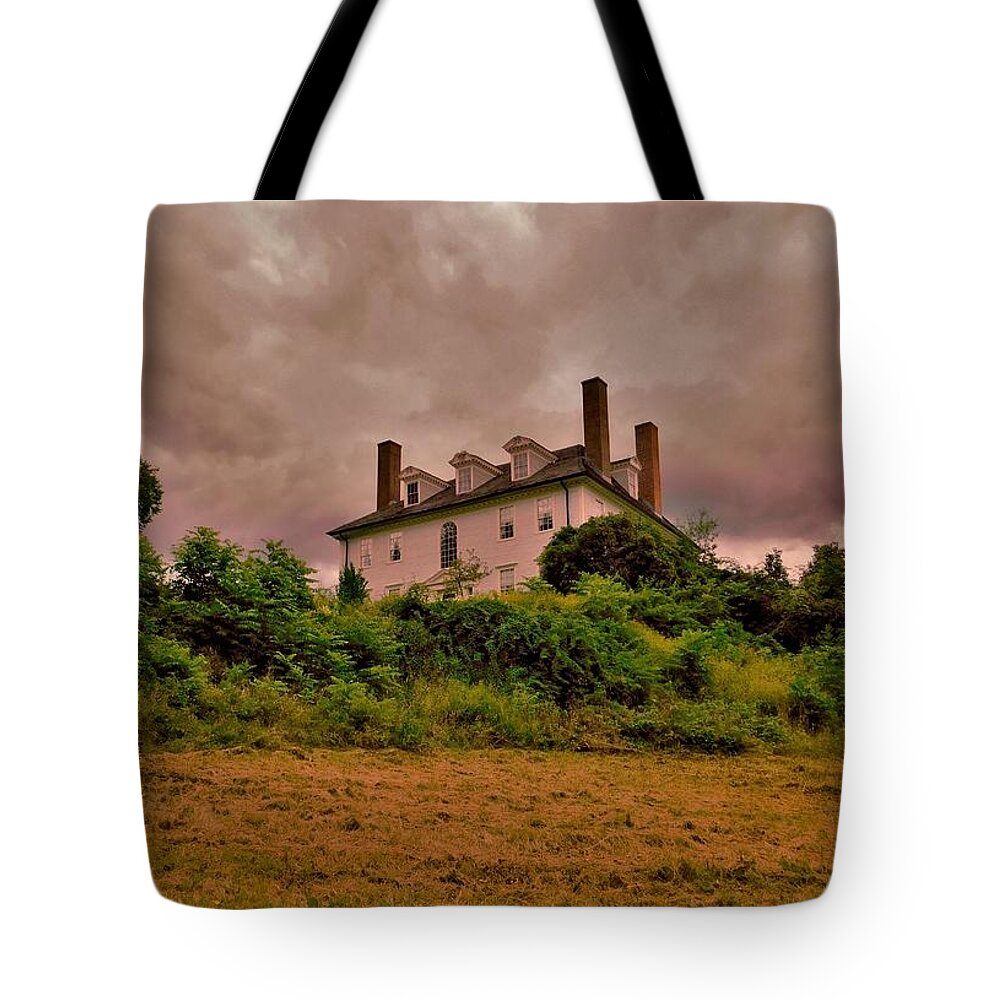 - Before The Storm - - Hamilton House - South Berwick Tote Bag featuring the photograph - Before the storm - - Hamilton House - South Berwick, Maine by THERESA Nye