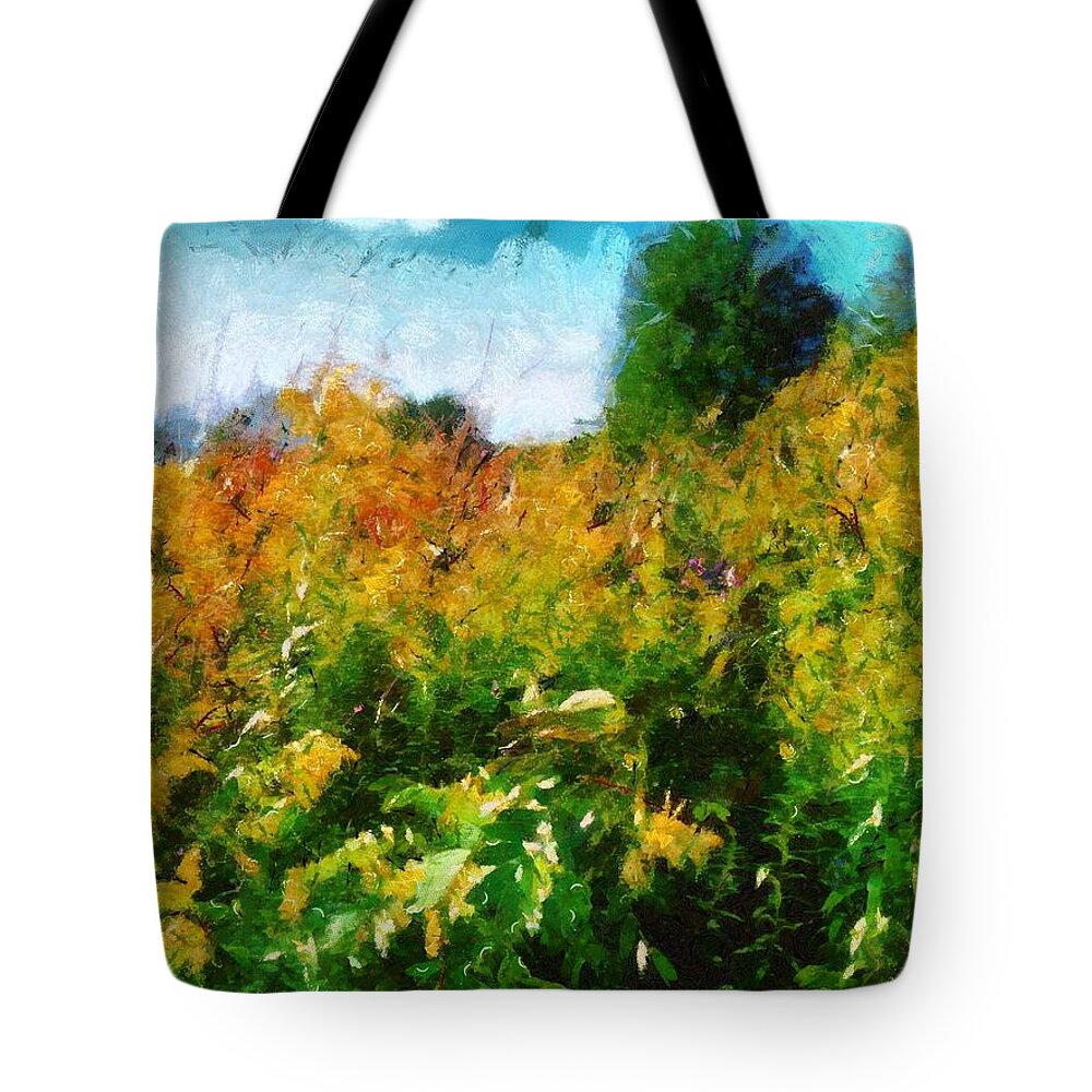 Autumn Tote Bag featuring the mixed media Beginning of Autumn by Christopher Reed