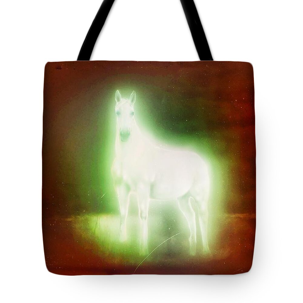 Wunderle Tote Bag featuring the digital art Behold a Pale Horse by Wunderle