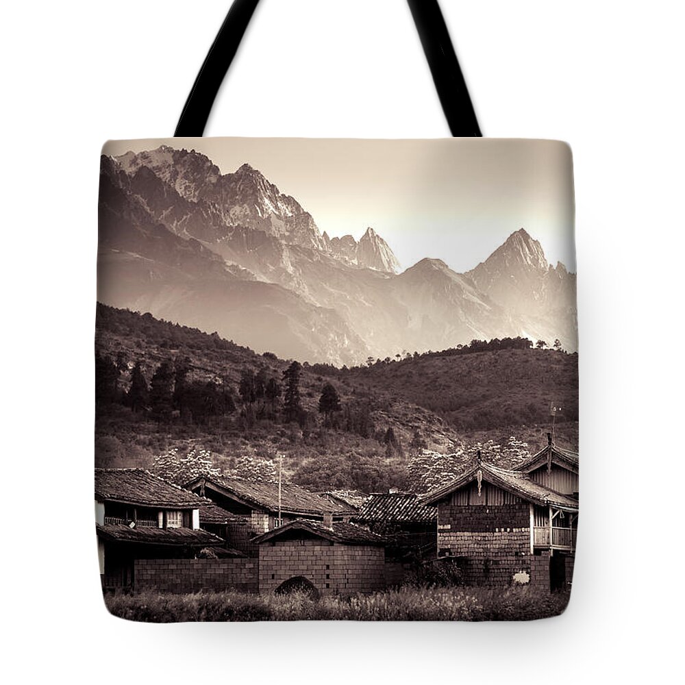 China Tote Bag featuring the photograph Below Jade Dragon Snow Mountain by Mark Gomez