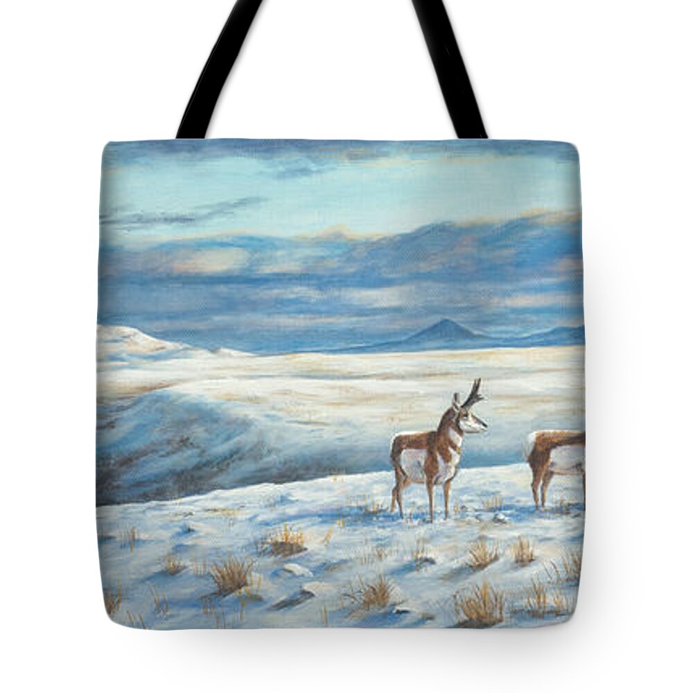 Landscape Tote Bag featuring the painting Belt Butte Winter by Kim Lockman