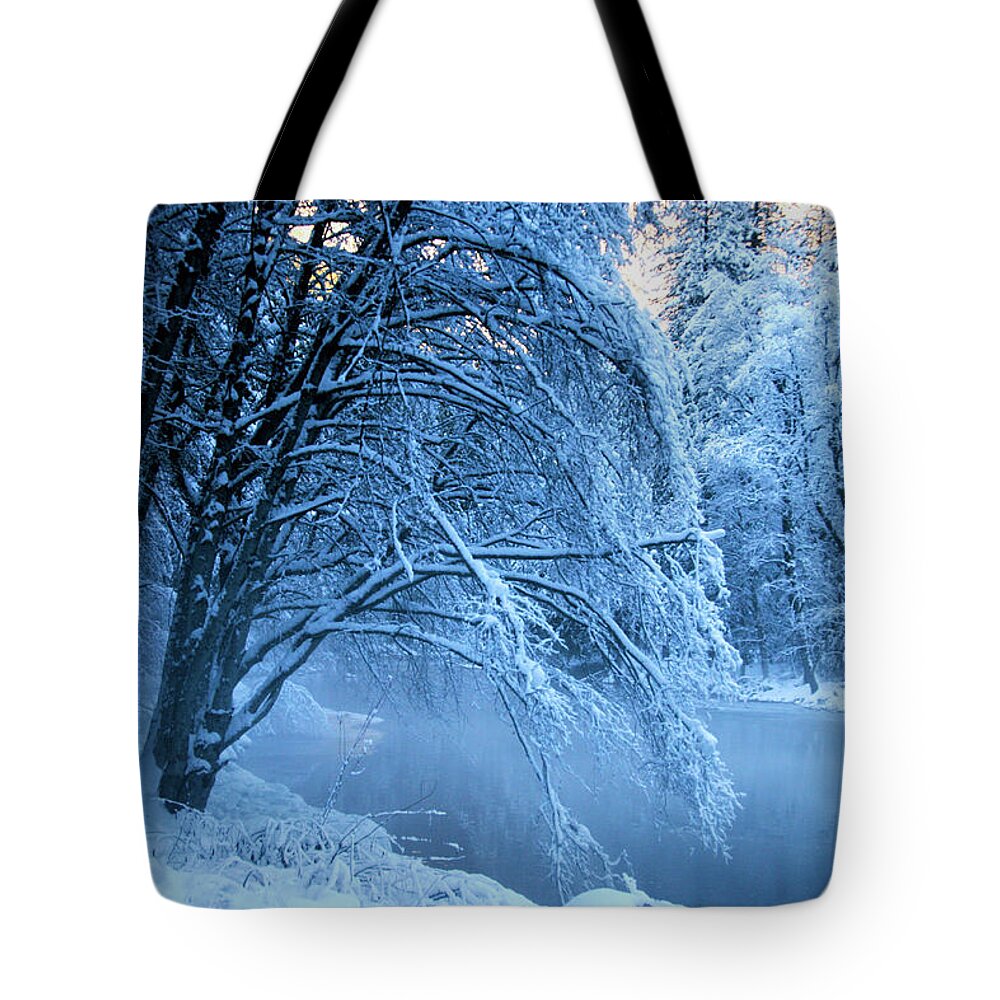 Yosemite River Tote Bag featuring the photograph Bending branches by Leslie Struxness