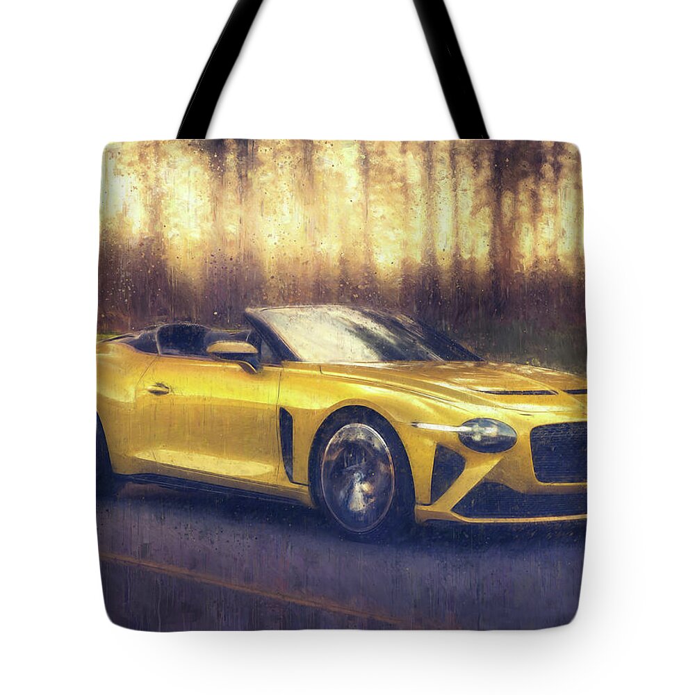 Car Tote Bag featuring the painting Bentley Mulliner Bacalar painting by Vart by Vart