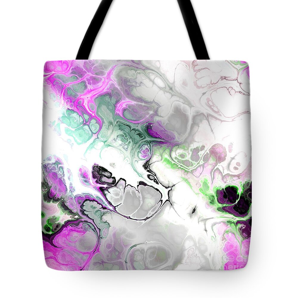 Colorful Tote Bag featuring the digital art Benyamin - Funky Artistic Colorful Abstract Marble Fluid Digital Art by Sambel Pedes