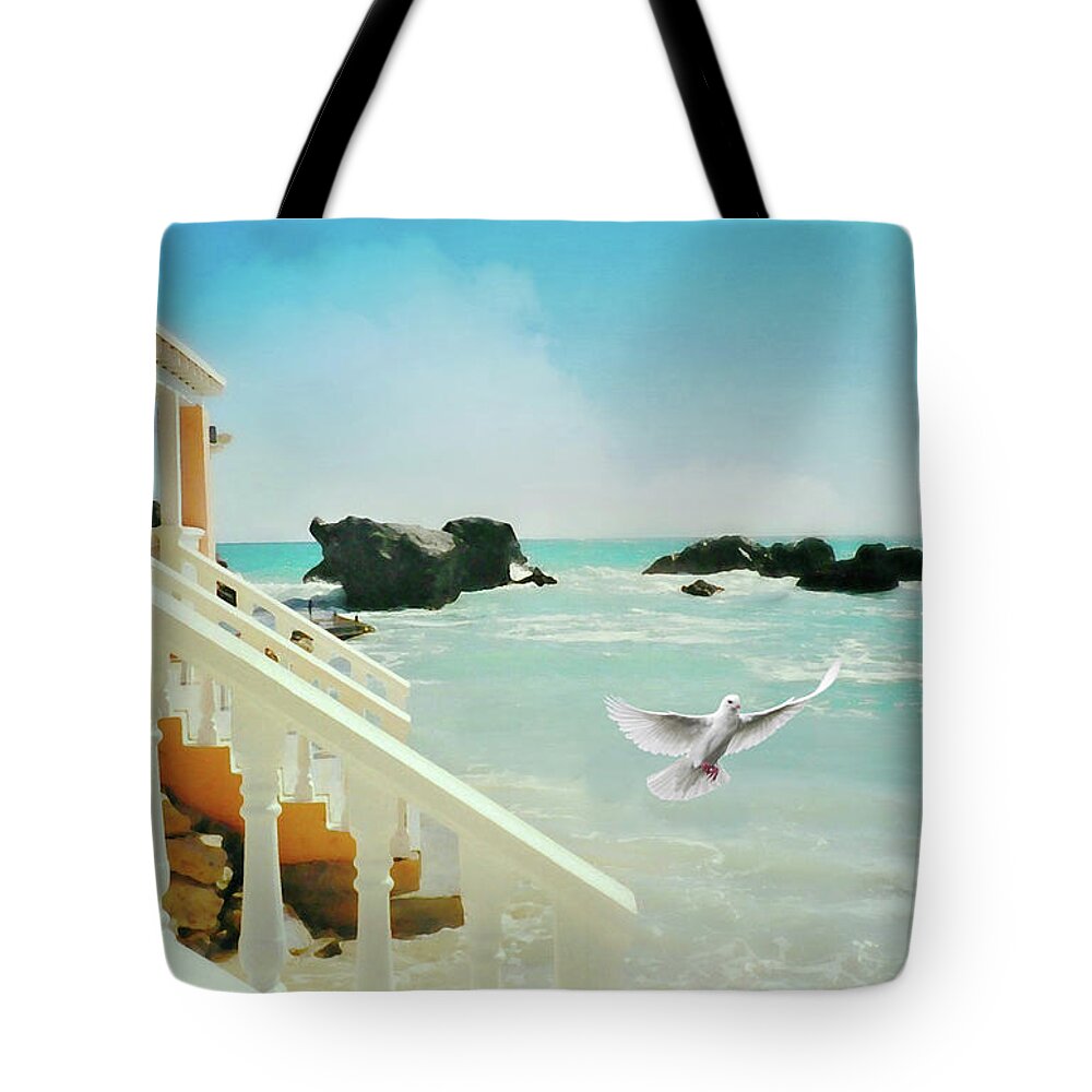 Seascape Tote Bag featuring the photograph Bermuda Blue by Diana Angstadt