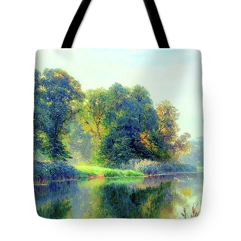 Landscape Tote Bag featuring the painting Beside Still Waters by Jane Small