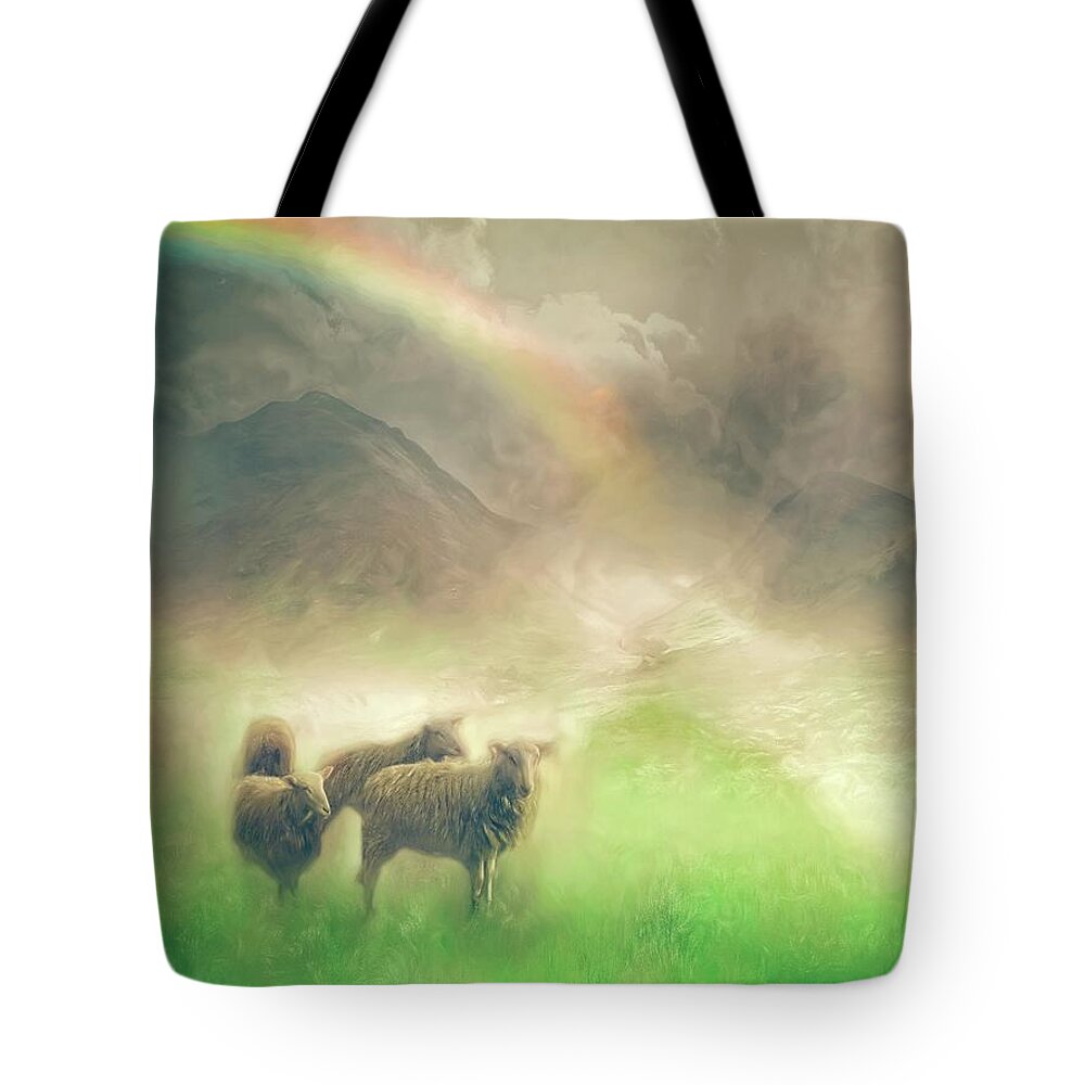 Rainbow Tote Bag featuring the photograph Beside Still Waters by Marjorie Whitley