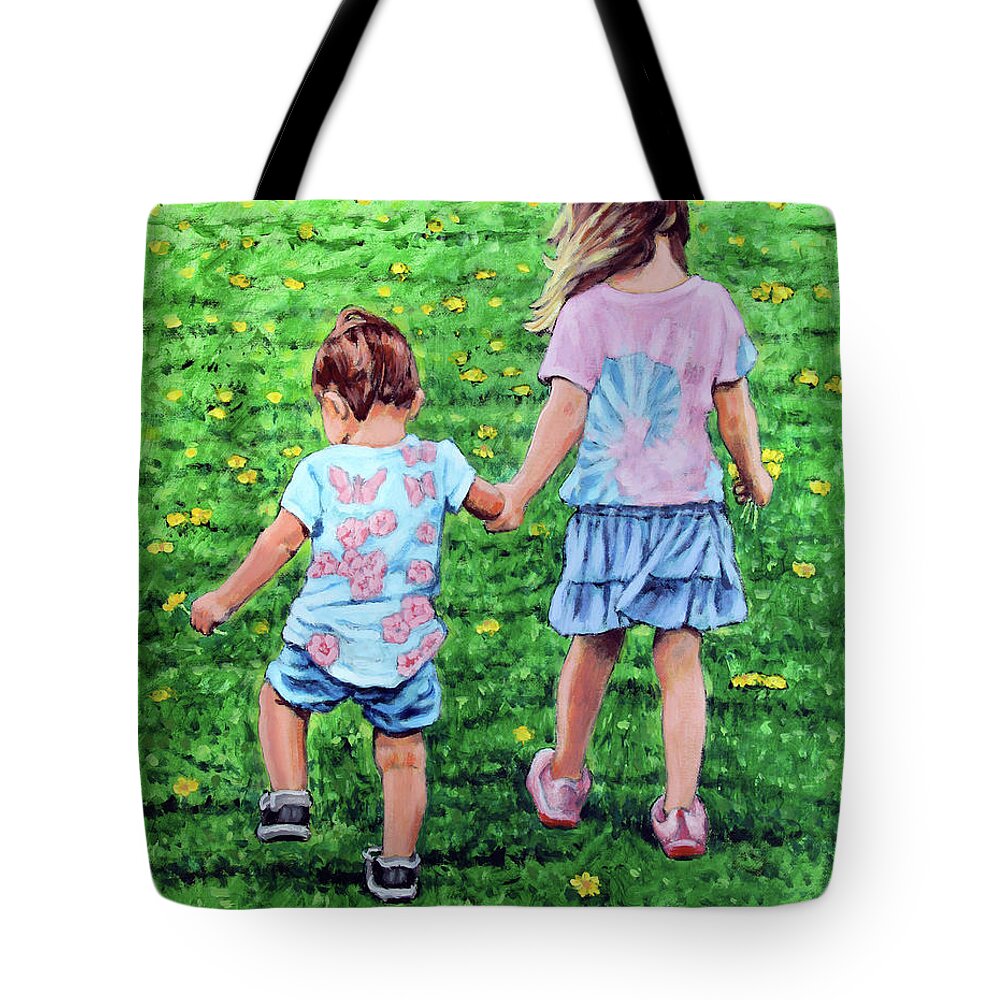Children Tote Bag featuring the painting Best Friends by John Lautermilch
